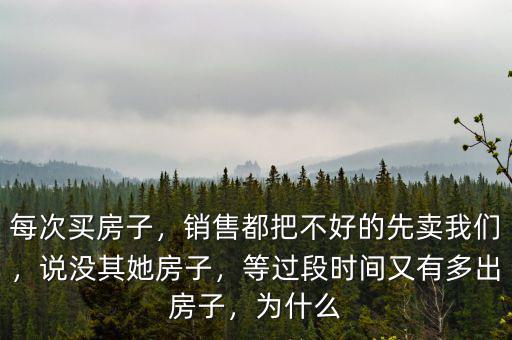 每次買房子，銷售都把不好的先賣我們，說沒其她房子，等過段時(shí)間又有多出房子，為什么
