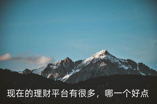 現(xiàn)在的理財平臺有很多，哪一個好點