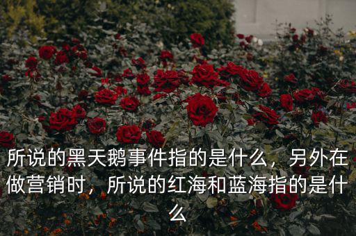 所說的黑天鵝事件指的是什么，另外在做營銷時，所說的紅海和藍海指的是什么