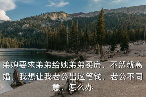 弟媳要求弟弟給她弟弟買房，不然就離婚，我想讓我老公出這筆錢，老公不同意，怎么辦