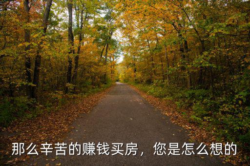 那么辛苦的賺錢買房，您是怎么想的