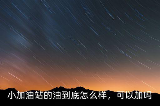 小加油站的油到底怎么樣，可以加嗎