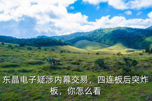 東晶電子疑涉內(nèi)幕交易，四連板后突炸板，你怎么看