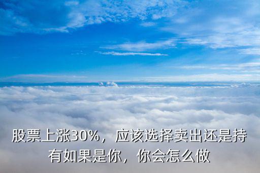 股票上漲30%，應(yīng)該選擇賣出還是持有如果是你，你會怎么做