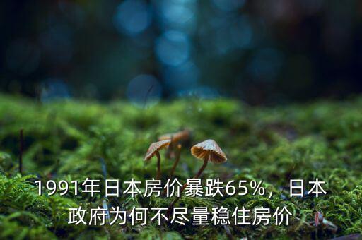 1991年日本房?jī)r(jià)暴跌65%，日本政府為何不盡量穩(wěn)住房?jī)r(jià)