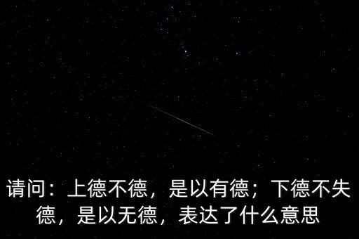 請問：上德不德，是以有德；下德不失德，是以無德，表達了什么意思
