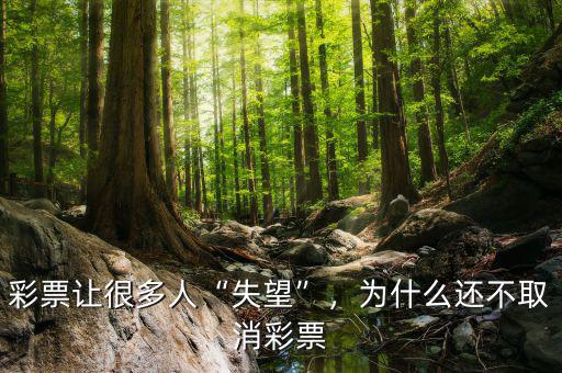 彩票讓很多人“失望”，為什么還不取消彩票