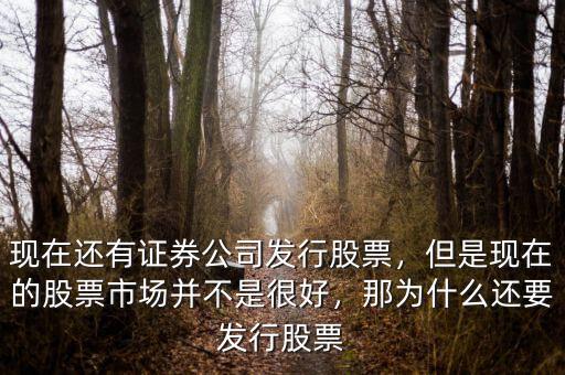 現(xiàn)在還有證券公司發(fā)行股票，但是現(xiàn)在的股票市場并不是很好，那為什么還要發(fā)行股票