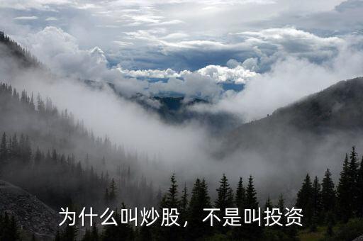 為什么叫炒股，不是叫投資