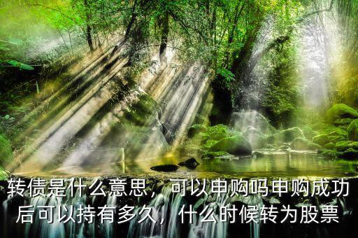 轉(zhuǎn)債是什么意思，可以申購嗎申購成功后可以持有多久，什么時候轉(zhuǎn)為股票