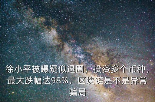 徐小平被曝疑似退圈，投資多個(gè)幣種，最大跌幅達(dá)98%，區(qū)塊鏈?zhǔn)遣皇钱惓ｒ_局