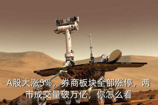 A股大漲5%，券商板塊全部漲停，兩市成交量破萬億，你怎么看