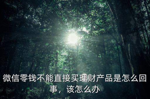 微信零錢(qián)不能直接買(mǎi)理財(cái)產(chǎn)品是怎么回事，該怎么辦