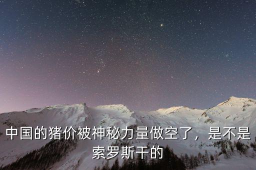 中國(guó)的豬價(jià)被神秘力量做空了，是不是索羅斯干的
