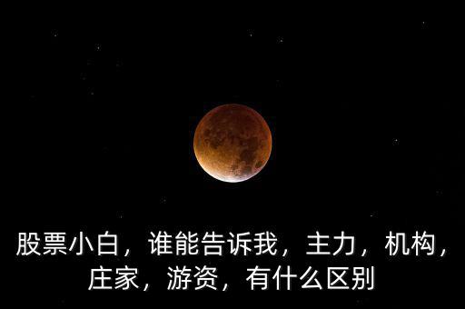 股票小白，誰能告訴我，主力，機構(gòu)，莊家，游資，有什么區(qū)別
