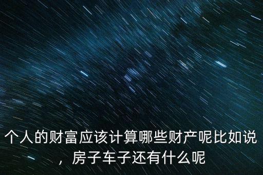 個人的財富應該計算哪些財產(chǎn)呢比如說，房子車子還有什么呢