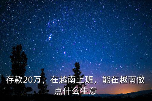 存款20萬，在越南上班，能在越南做點(diǎn)什么生意