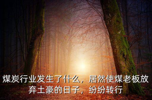 煤炭行業(yè)發(fā)生了什么，居然使煤老板放棄土豪的日子，紛紛轉(zhuǎn)行