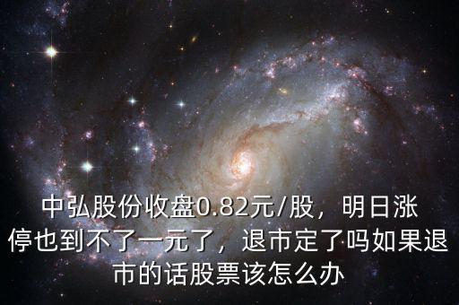 中弘股份收盤(pán)0.82元/股，明日漲停也到不了一元了，退市定了嗎如果退市的話股票該怎么辦