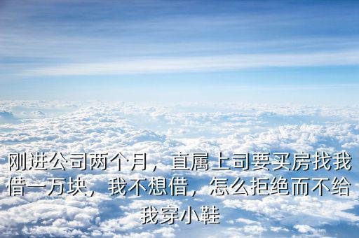 剛進公司兩個月，直屬上司要買房找我借一萬塊，我不想借，怎么拒絕而不給我穿小鞋