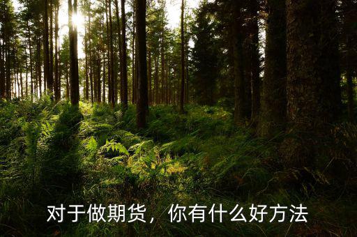 對于做期貨，你有什么好方法
