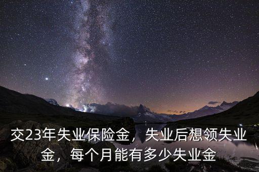 交23年失業(yè)保險金，失業(yè)后想領(lǐng)失業(yè)金，每個月能有多少失業(yè)金