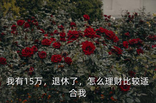 我有15萬(wàn)，退休了，怎么理財(cái)比較適合我