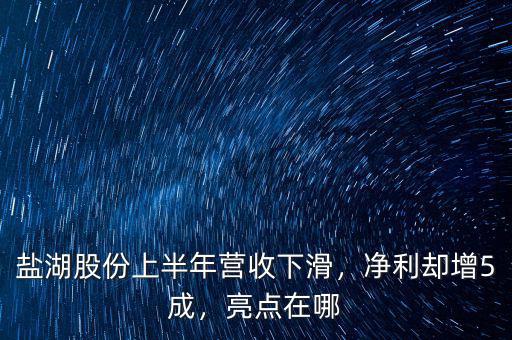 鹽湖股份上半年?duì)I收下滑，凈利卻增5成，亮點(diǎn)在哪