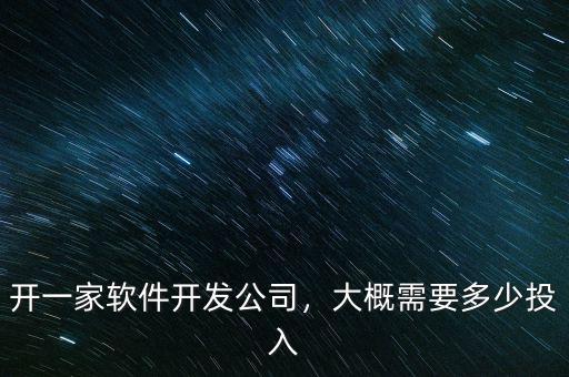 開一家軟件開發(fā)公司，大概需要多少投入