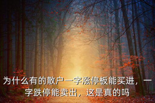 為什么有的散戶一字漲停板能買進(jìn)，一字跌停能賣出，這是真的嗎
