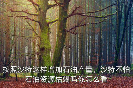 按照沙特這樣增加石油產(chǎn)量，沙特不怕石油資源枯竭嗎你怎么看