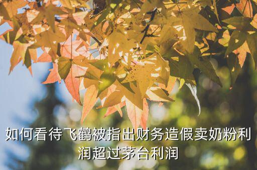 如何看待飛鶴被指出財(cái)務(wù)造假賣奶粉利潤超過茅臺利潤