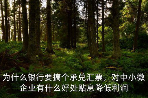 為什么銀行要搞個承兌匯票，對中小微企業(yè)有什么好處貼息降低利潤
