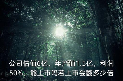 公司估值6億，年產(chǎn)值1.5億，利潤50%，能上市嗎若上市會翻多少倍