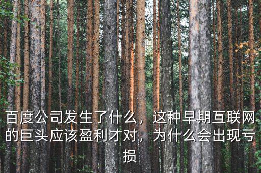 百度公司發(fā)生了什么，這種早期互聯(lián)網(wǎng)的巨頭應(yīng)該盈利才對(duì)，為什么會(huì)出現(xiàn)虧損
