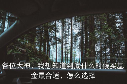 各位大神，我想知道到底什么時候買基金最合適，怎么選擇