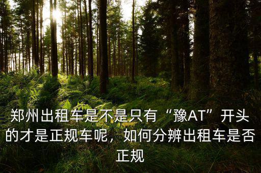 鄭州出租車是不是只有“豫AT”開頭的才是正規(guī)車呢，如何分辨出租車是否正規(guī)
