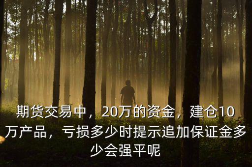 期貨交易中，20萬的資金，建倉10萬產(chǎn)品，虧損多少時提示追加保證金多少會強(qiáng)平呢