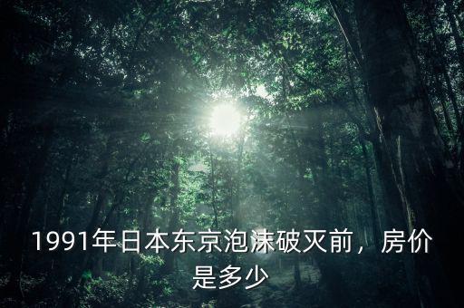 1991年日本東京泡沫破滅前，房價(jià)是多少