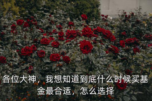 各位大神，我想知道到底什么時候買基金最合適，怎么選擇