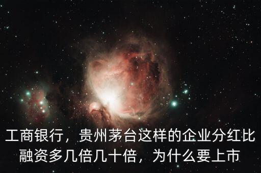 工商銀行，貴州茅臺這樣的企業(yè)分紅比融資多幾倍幾十倍，為什么要上市