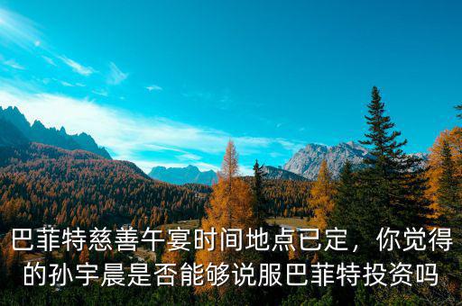 巴菲特慈善午宴時間地點已定，你覺得的孫宇晨是否能夠說服巴菲特投資嗎