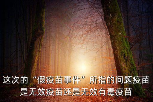 這次的“假疫苗事件”所指的問題疫苗是無(wú)效疫苗還是無(wú)效有毒疫苗