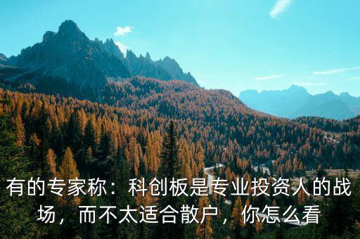 有的專家稱：科創(chuàng)板是專業(yè)投資人的戰(zhàn)場，而不太適合散戶，你怎么看