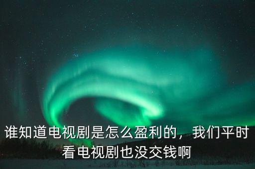 誰知道電視劇是怎么盈利的，我們平時看電視劇也沒交錢啊