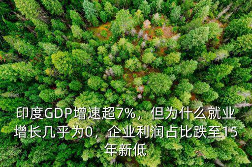 印度GDP增速超7%，但為什么就業(yè)增長幾乎為0，企業(yè)利潤占比跌至15年新低