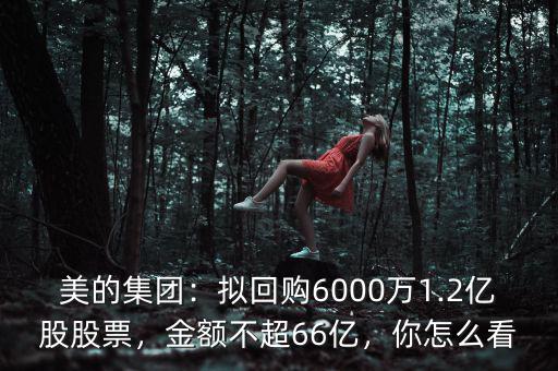 美的集團(tuán)：擬回購(gòu)6000萬(wàn)1.2億股股票，金額不超66億，你怎么看