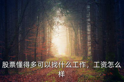股票懂得多可以找什么工作，工資怎么樣