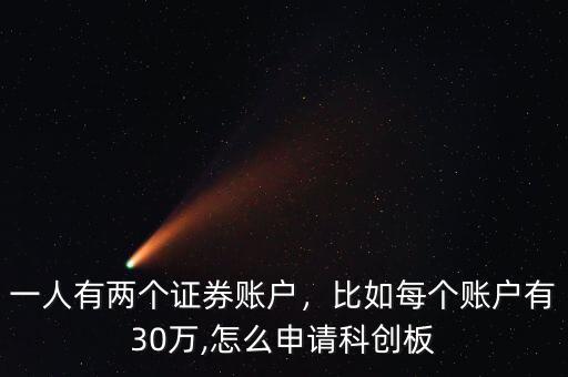 一人有兩個證券賬戶，比如每個賬戶有30萬,怎么申請科創(chuàng)板
