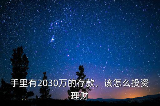 手里有2030萬的存款，該怎么投資理財(cái)